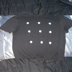 Black crop top with daisies